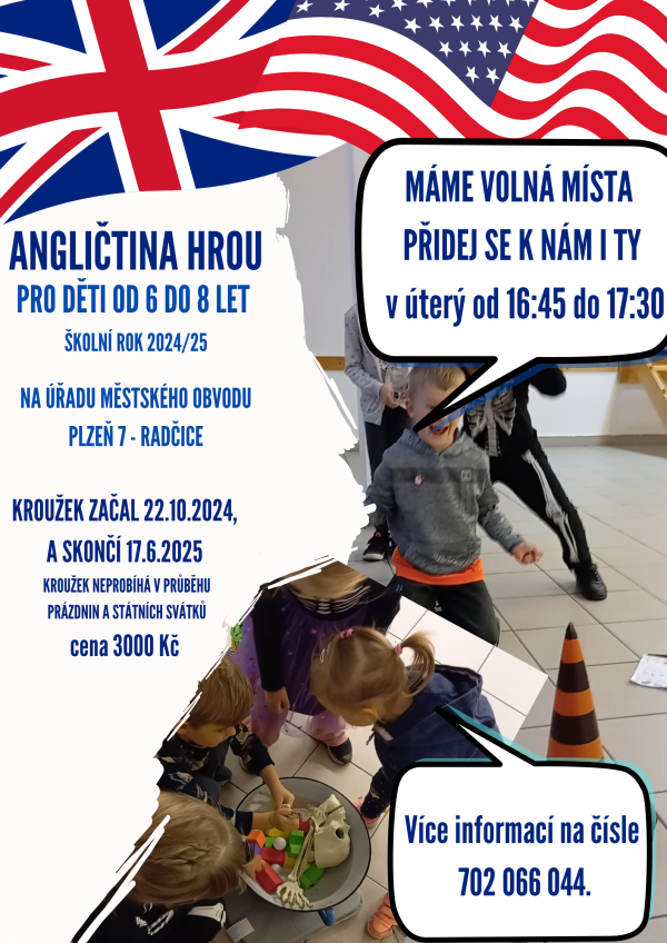 Angličtina hrou 6-8 let volná místa