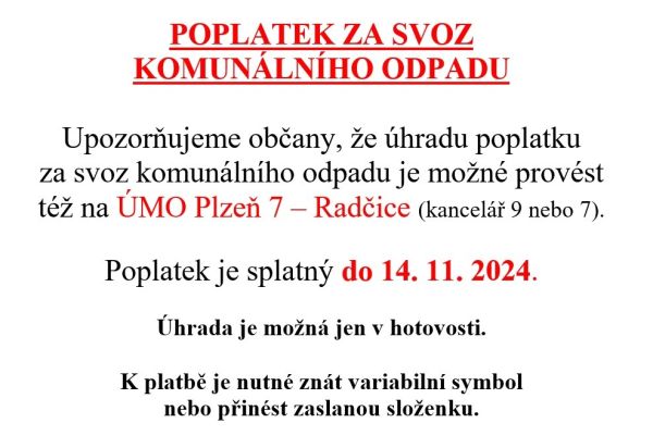 Poplatek za svoz komunálního odpadu