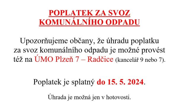 Poplatek ze svoz komunálního odpadu