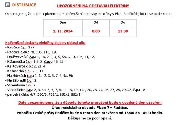 Přerušení dodávky elektřiny