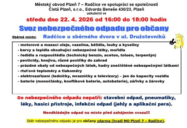 Svoz nebezpečného odpadu jaro