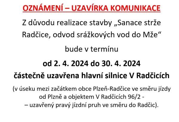 Uzavírka komunikace