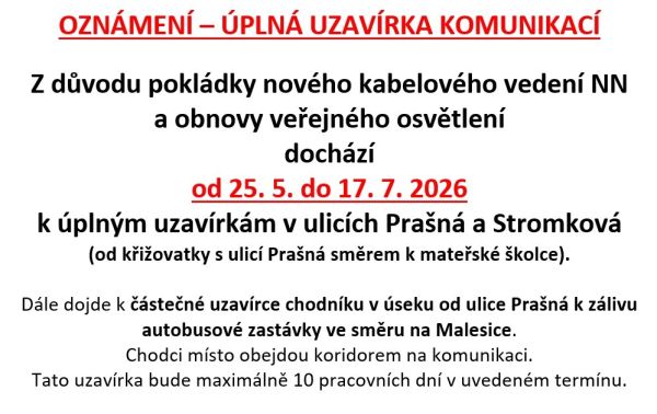 Uzavírka - Stromková, Prašná