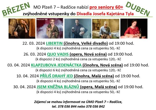 Vstupenky divadlo - březen, duben