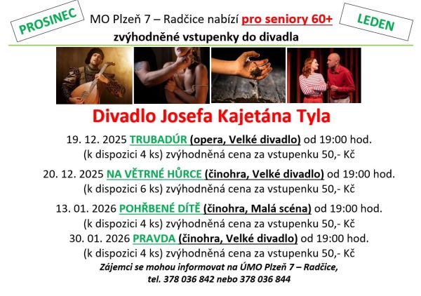 Vstupenky do divadla - prosinec, leden