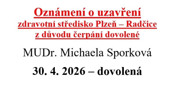 Zdravotní středisko dovolená duben