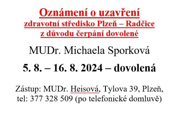 Zdravotní středisko - dovolená