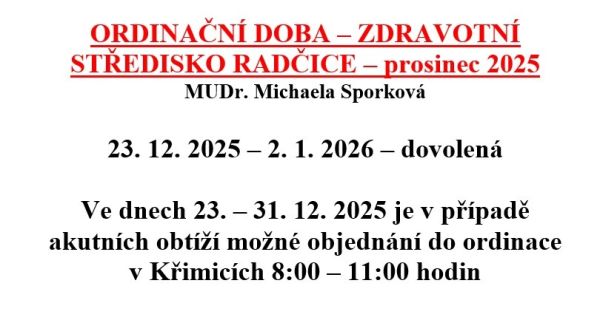 Zdravotní středisko - prosinec