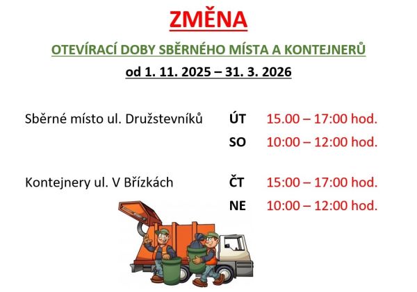 Změna otevírací doby - kontejnery